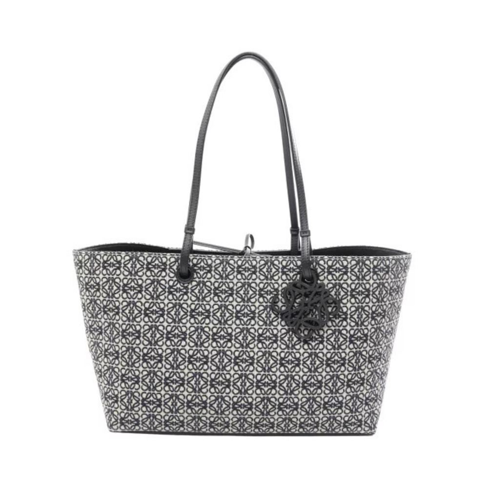 Loewe Repeat Anagram East West Tote Bag Leather Beige Cream Navy Blue